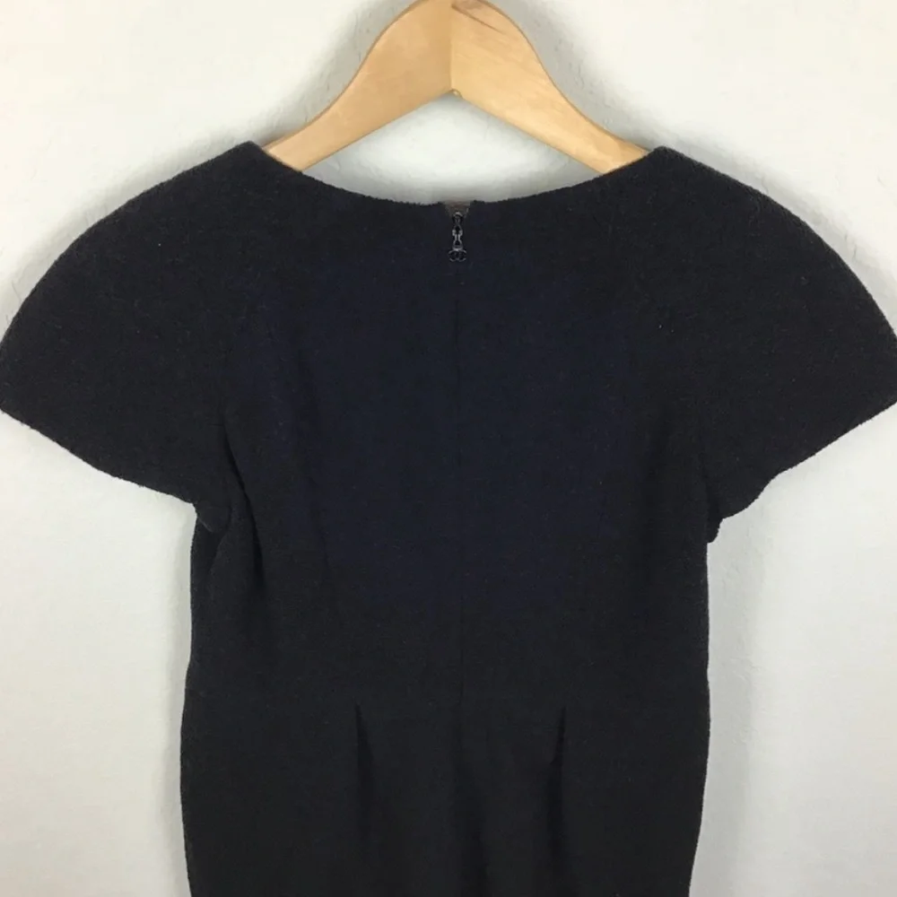 Chanel Black Wool Silk Sheath Dress 42 Classic Quiet Luxury LBD
